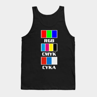 RGB CMYK CYKA BLYAT сука блять memes With Russian flag bloc gift mechs Tank Top